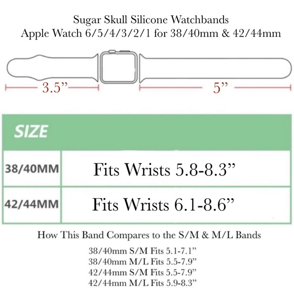 Colorful Day of the Dead Sugar Skull Silicone Watchband for Apple - Picture 13 of 13